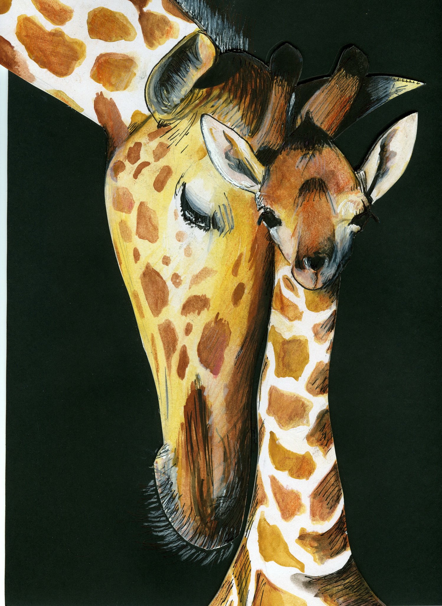 Fonds d'cran Art - Crayon Animaux - Girafes 