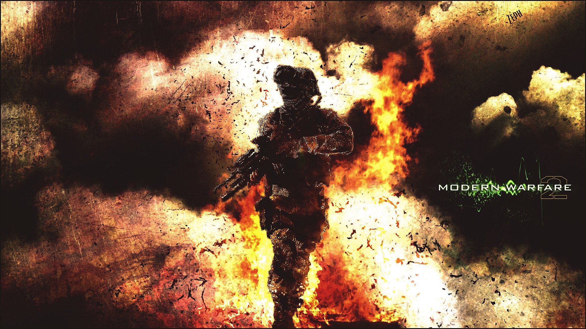 Fonds d'cran Jeux Vido Call of Duty - Modern Warfare Man on Fire