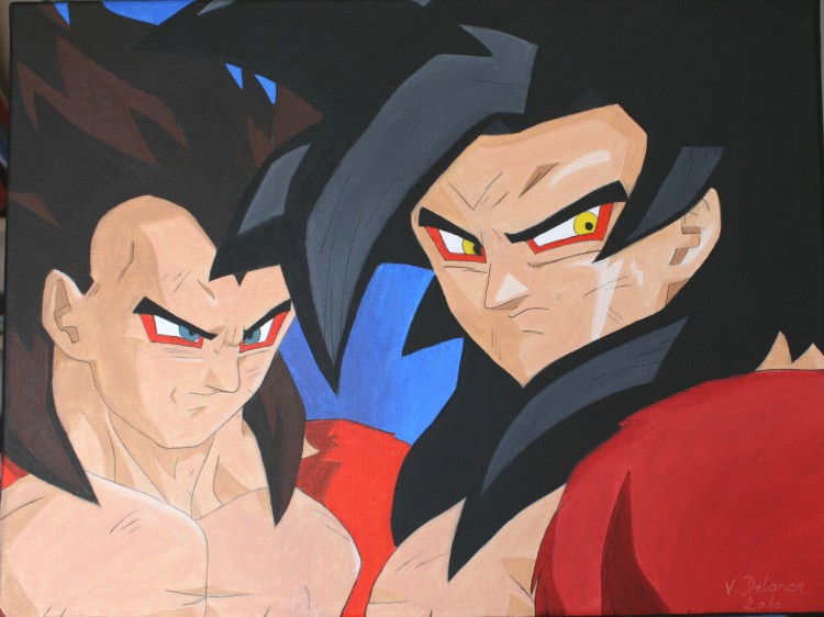 Fonds d'cran Art - Peinture Manga Vegeta et Sangoku super sayen 4