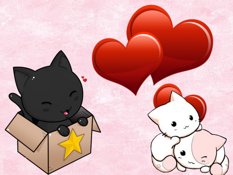 Wallpapers Digital Art Love - Friendship neko