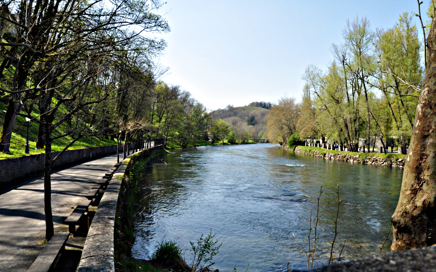 Fonds d'cran Nature Fleuves - Rivires - Torrents Promenade au bord du Gave  Lourdes