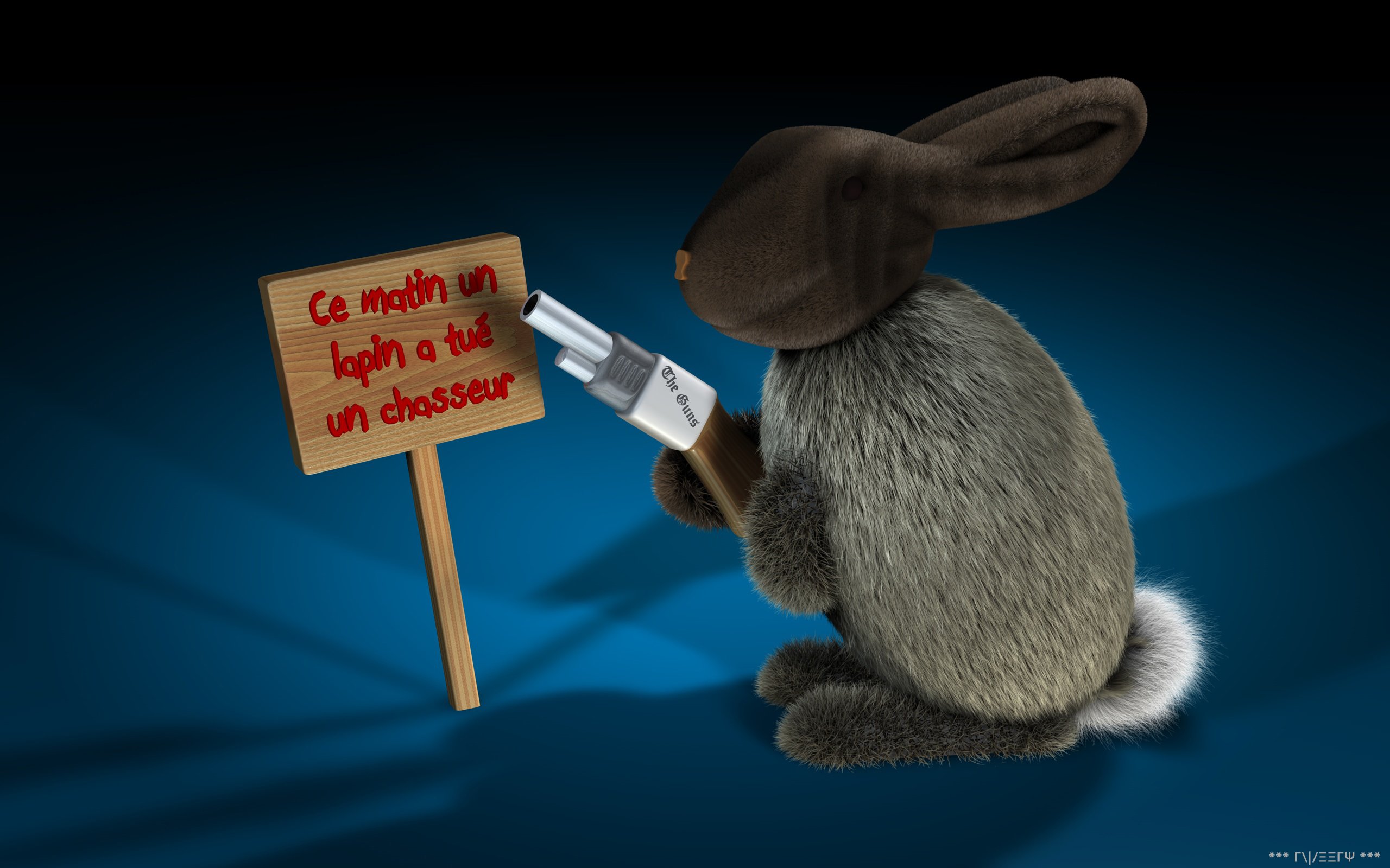 Fonds d'cran Humour Animaux Ce Matin Un Lapin a Tu Un Chasseur