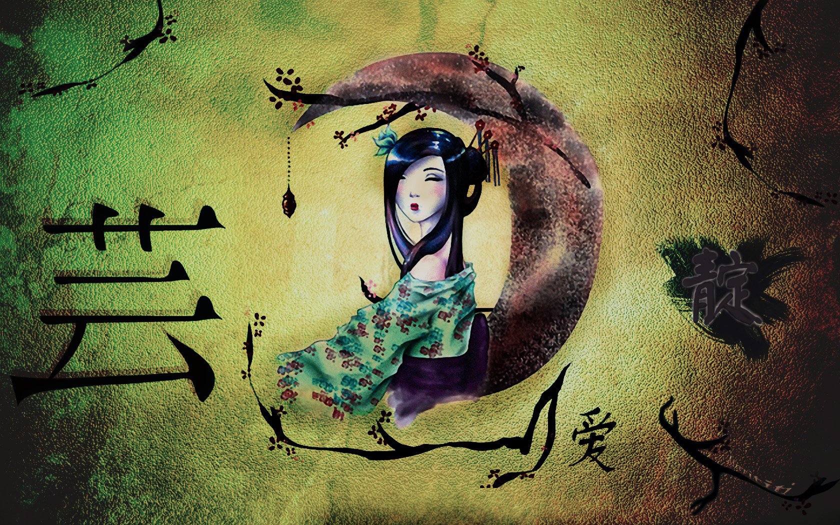 Wallpapers Digital Art Style Asian Geiko Enjolivé