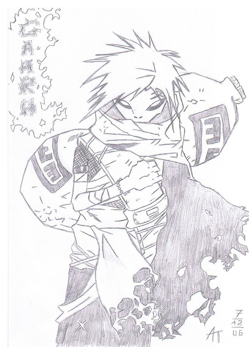 Wallpapers Art - Pencil Manga - Naruto gaara remanier