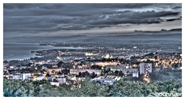 Fonds d'cran Constructions et architecture Villes - Villages HDR Lausanne by night