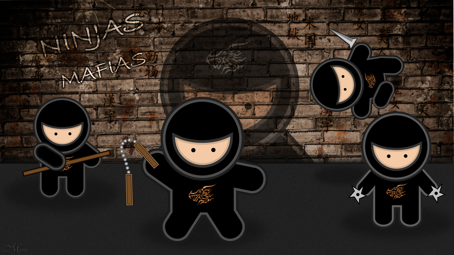 Fonds d'cran Art - Numrique Personnages Ninjas Mafia