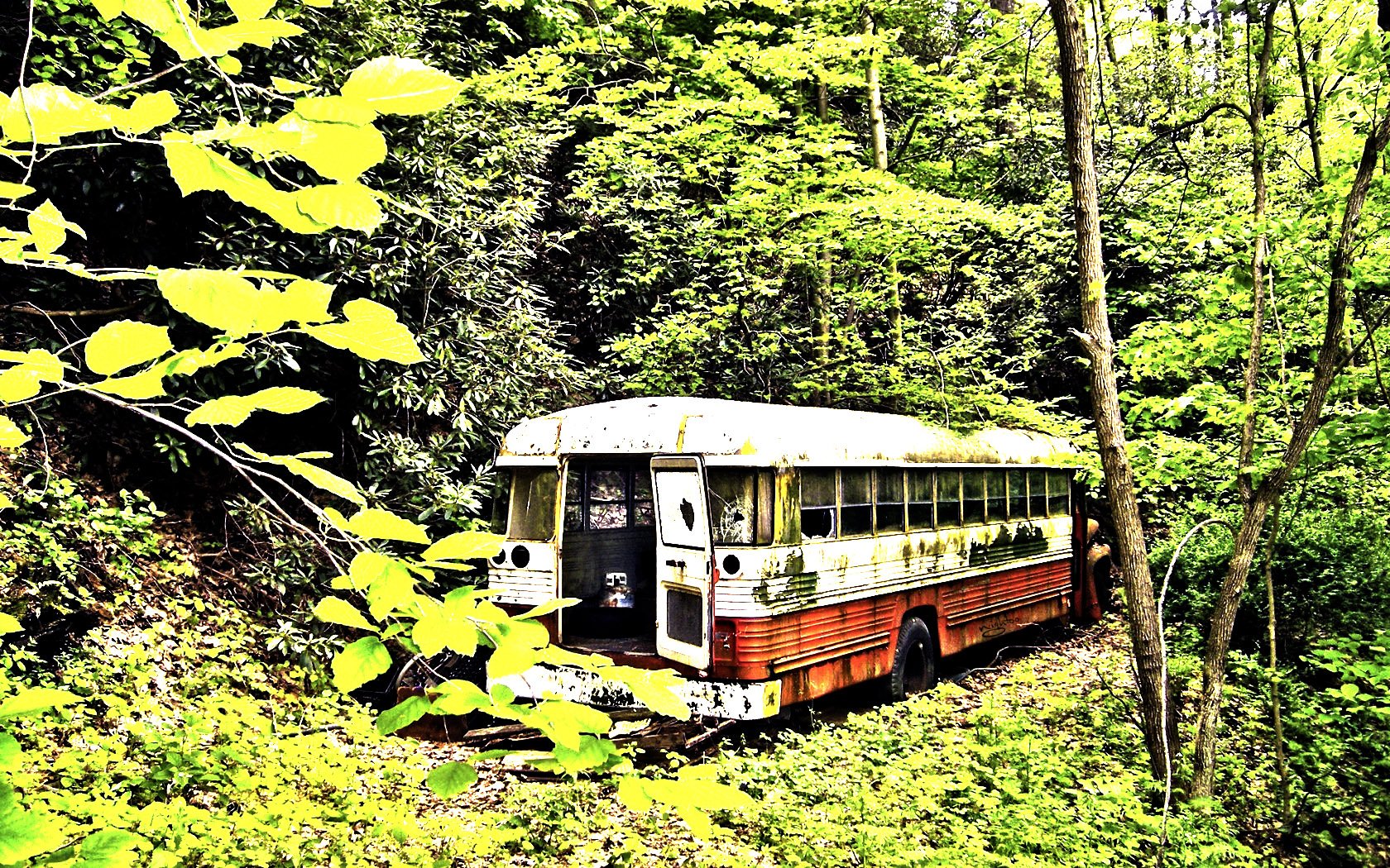 Fonds d'cran Voitures Epaves Epave bus HDR