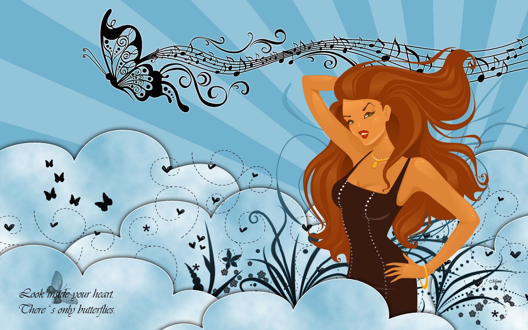 Wallpapers Digital Art Women - Femininity Butterflies