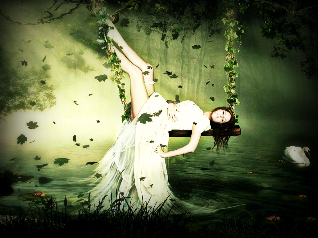 Wallpapers Digital Art Women - Femininity The Bride on the Swing