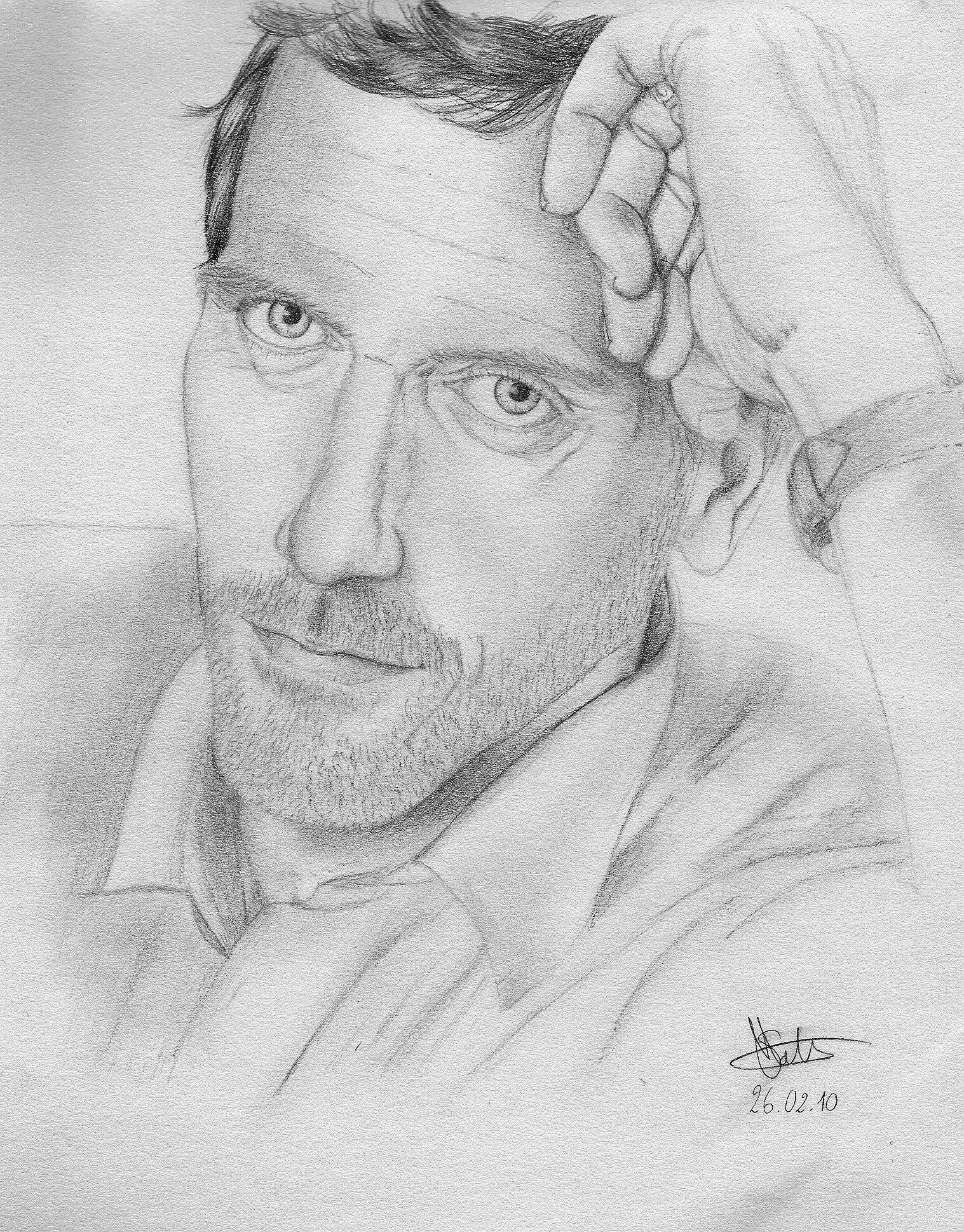 Fonds d'cran Art - Crayon Cinma - Sries TV Hugh Laurie