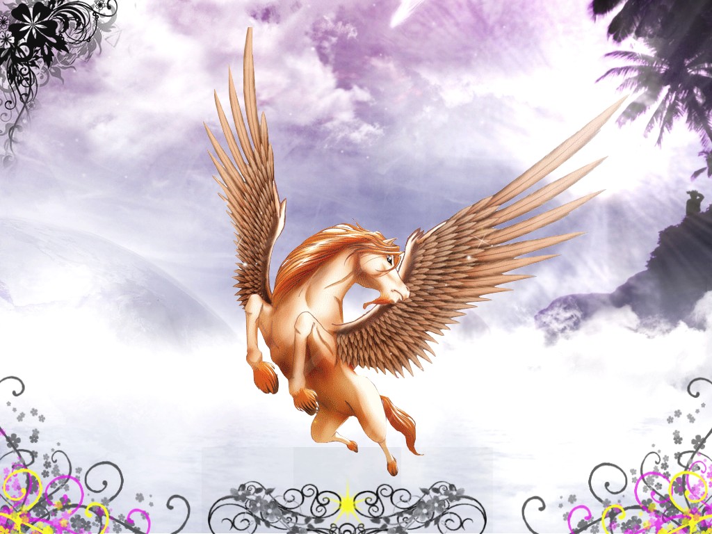 Wallpapers Fantasy and Science Fiction Creatures : Unicorns - Pegasus pegase tropical