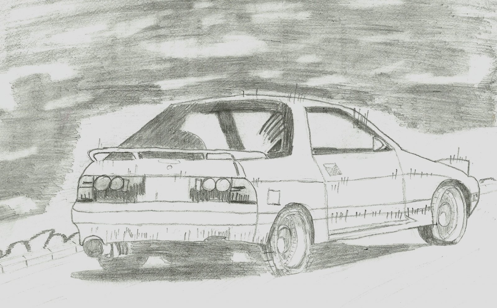 Wallpapers Art - Pencil Cars and motorbikes RX7 FC 3S (arrire)