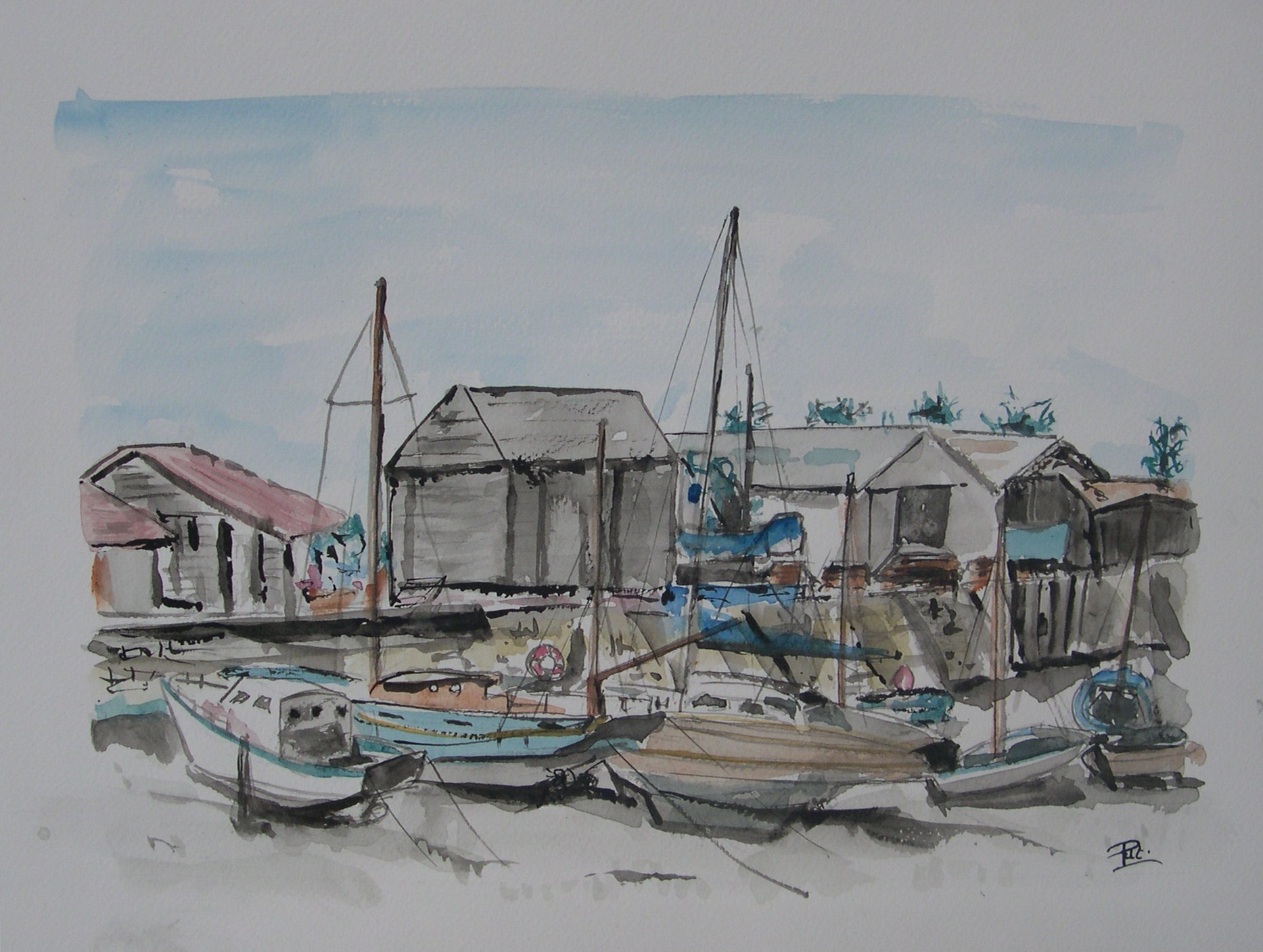 Wallpapers Art - Painting Navy and Harbour Noirmoutier en l'ile, le port du patrimoine.