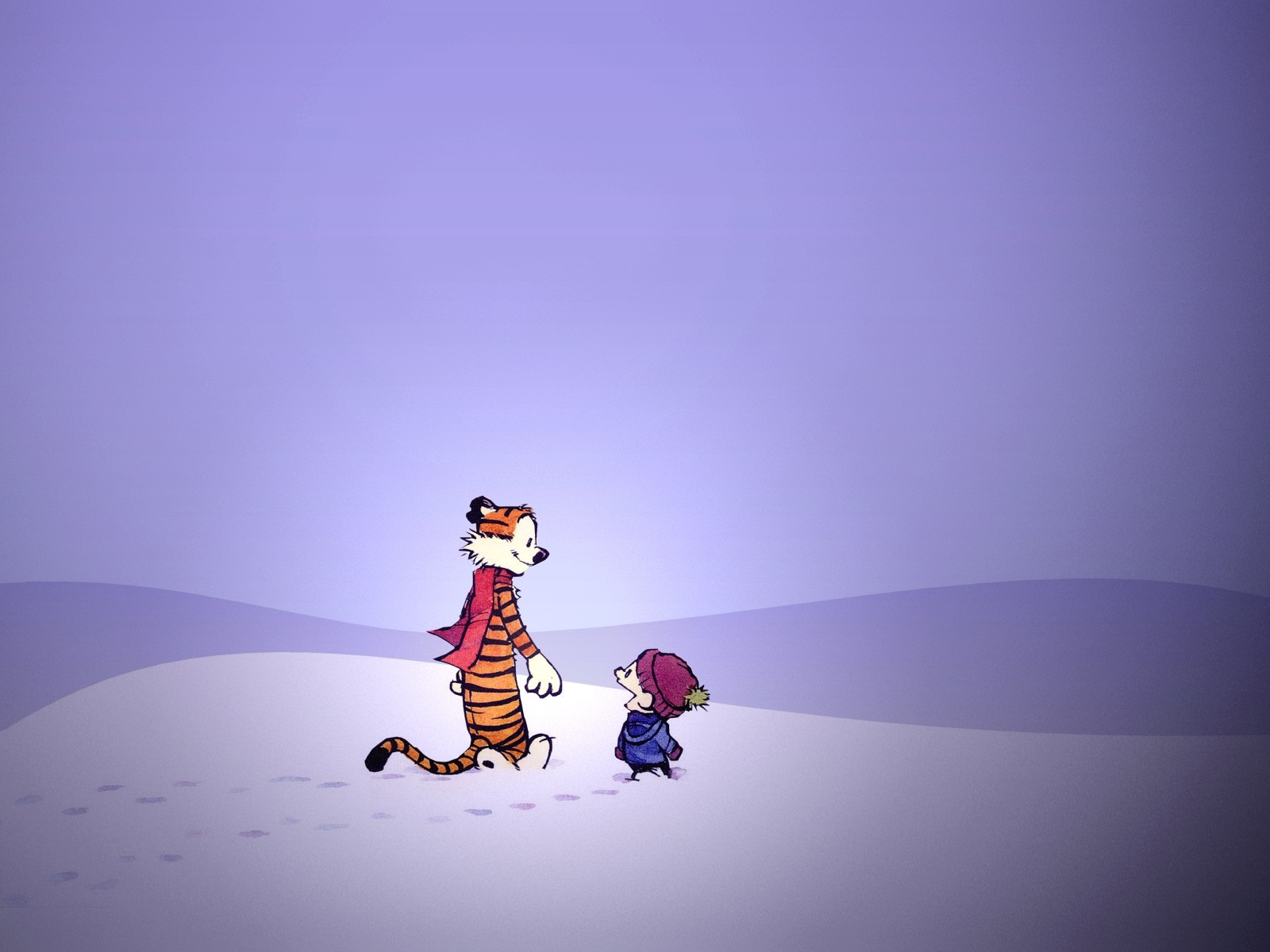 Wallpapers Comics Calvin & Hobbes Chatting in snow