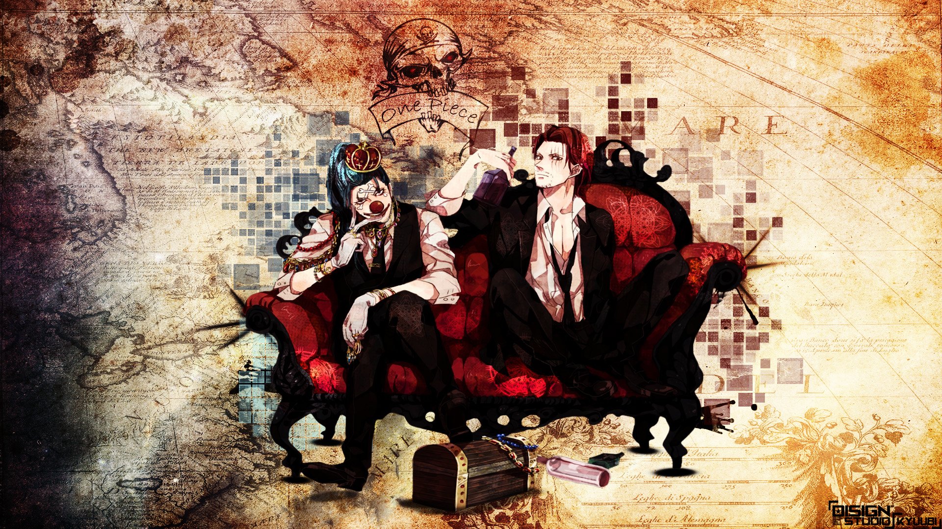 Fonds d'cran Manga One Piece buggy & shanks 