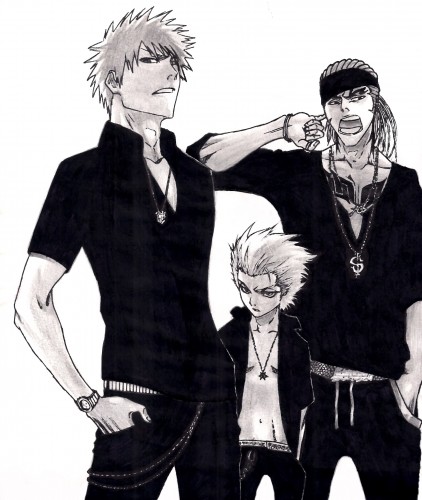 Wallpapers Art - Pencil Manga - Bleach Ichigo, Hitsugaya & Renji