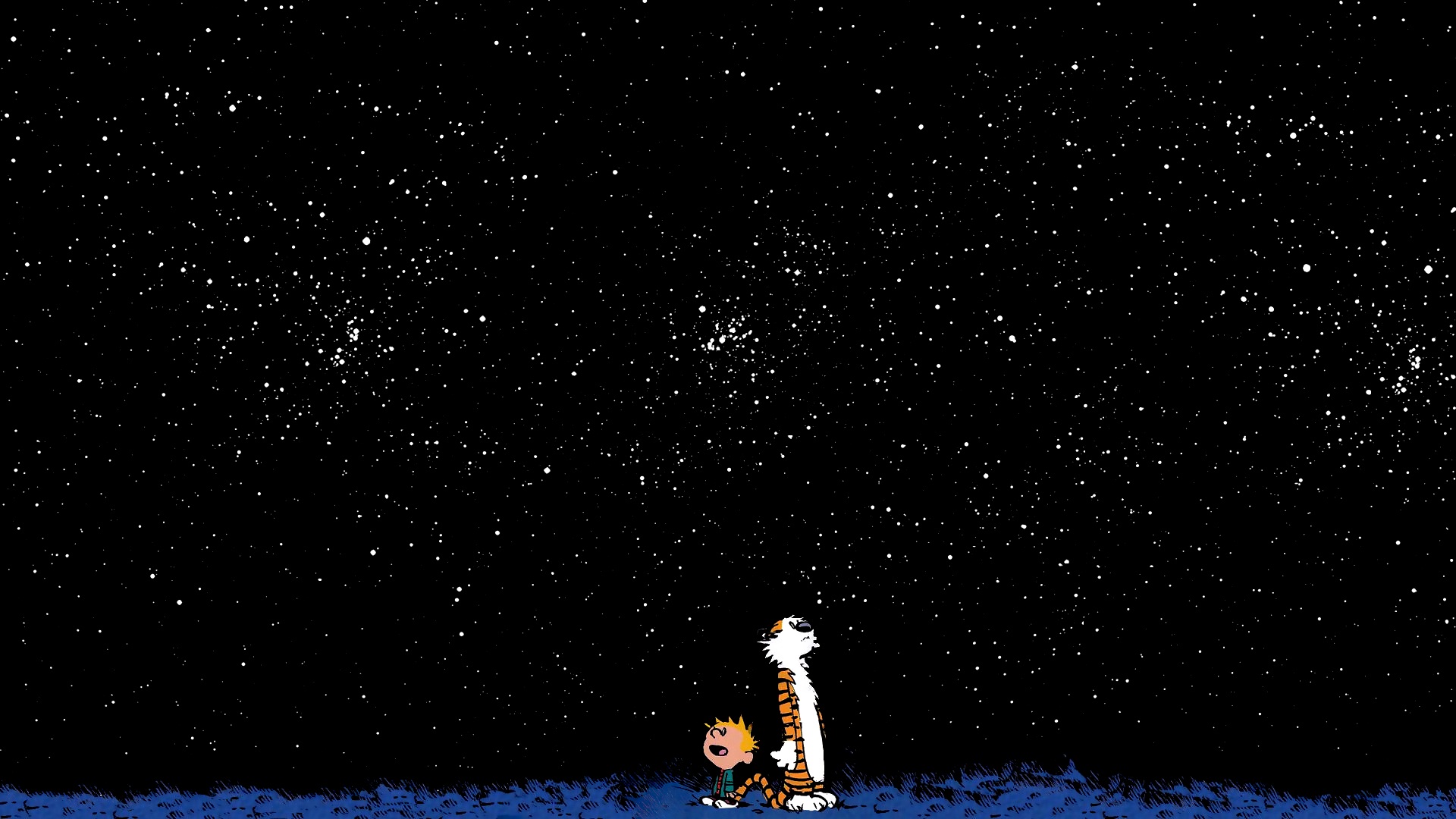 Fonds d'cran Comics et BDs Calvin & Hobbes Calvin and Hobbes looking stars