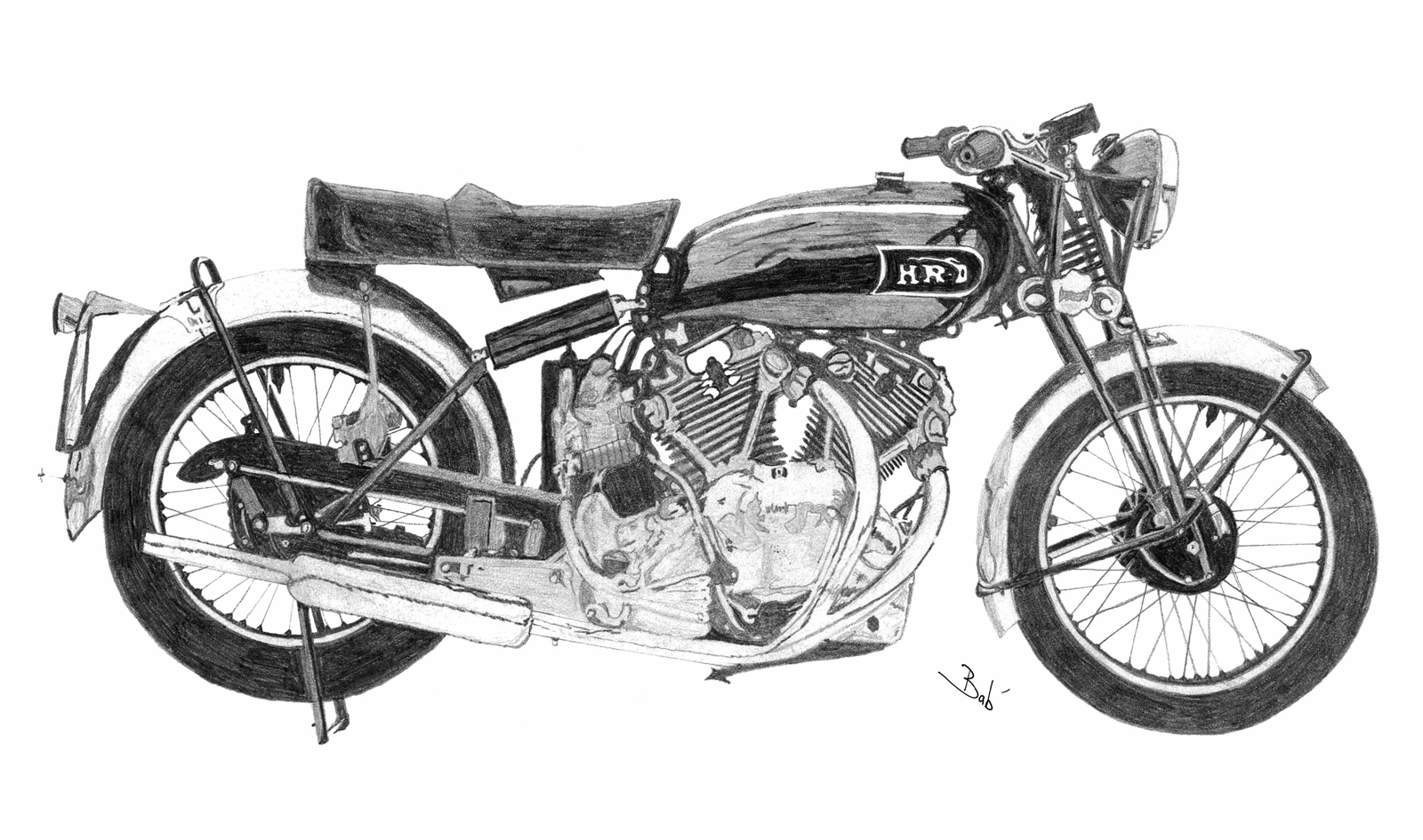 Wallpapers Art - Pencil Cars and motorbikes Vincent HRD Black Shadow 1950