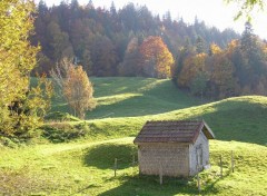 Fonds d'cran Nature Brume d'automne sur grenier fort