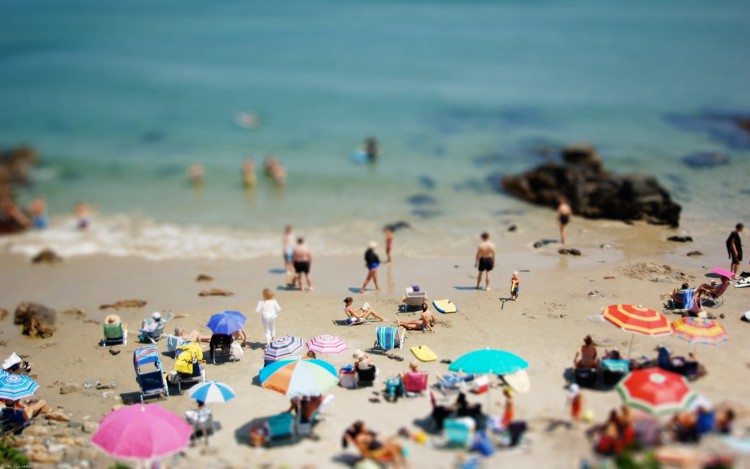 Fonds d'cran Nature Mers - Ocans - Plages La plage - Effet Tilt-Shift