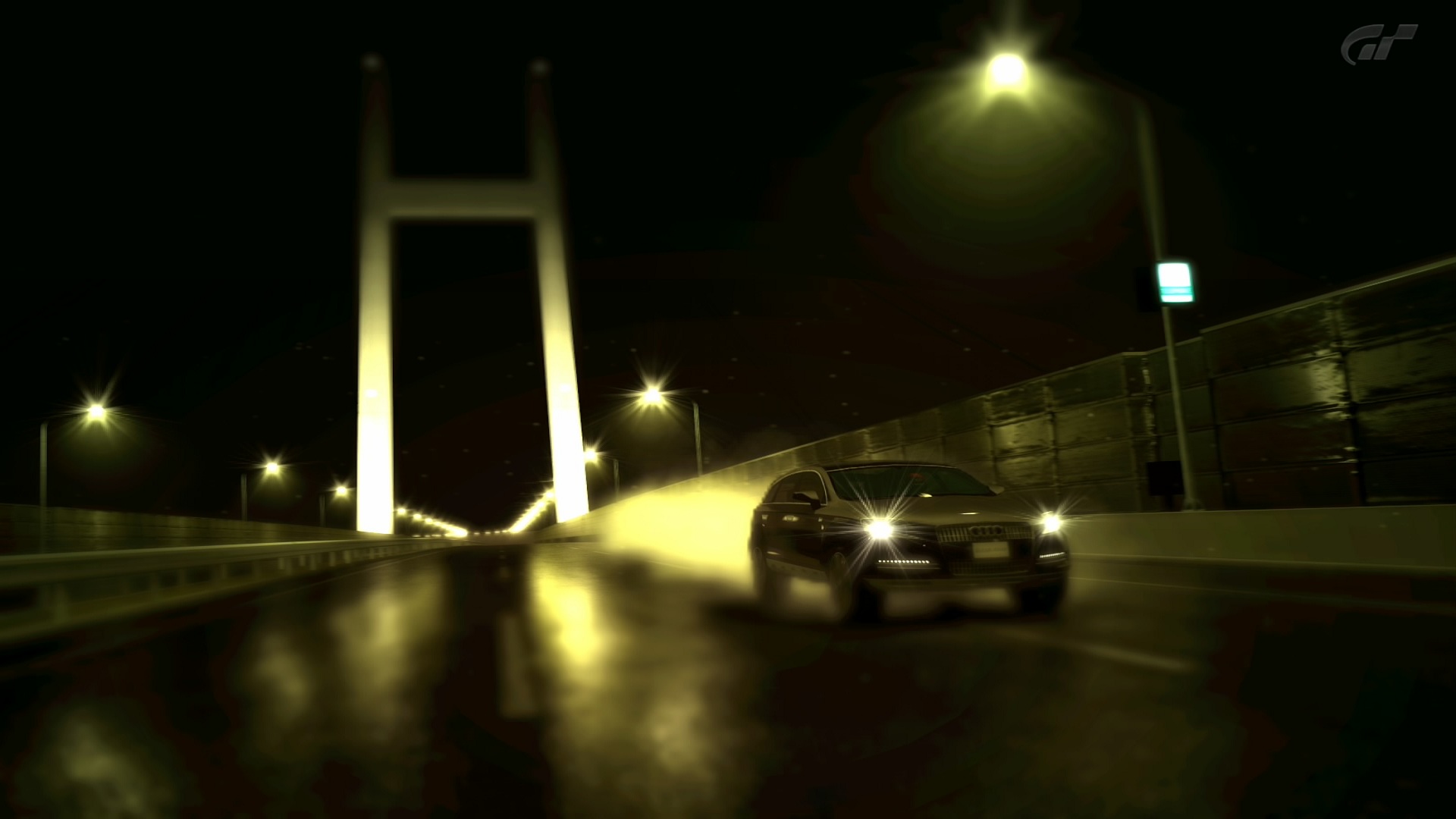 Fonds d'cran Jeux Vido Gran Turismo 5 le q7 sur route mouille