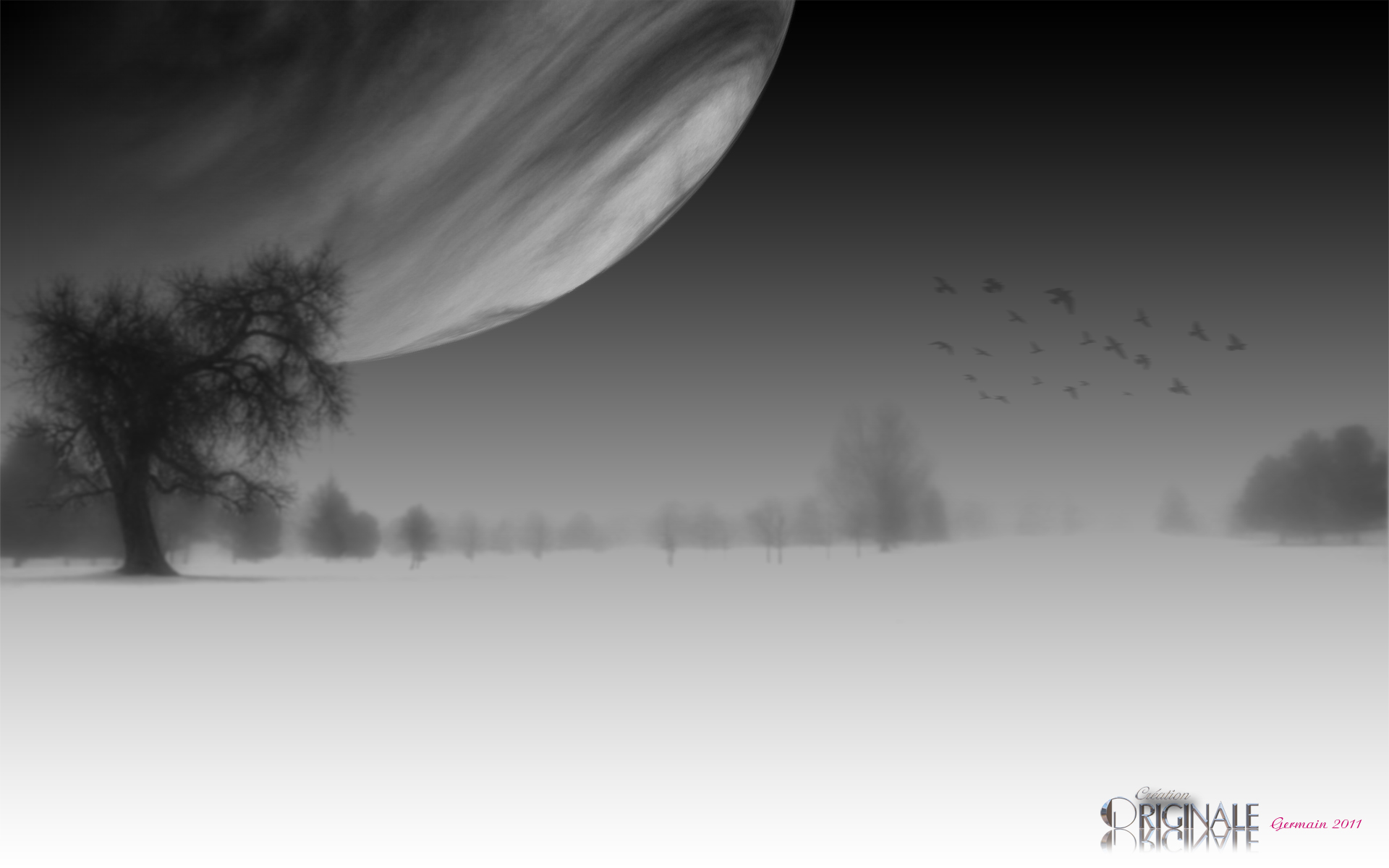 Wallpapers Digital Art Nature - Landscapes soir de grosse lune