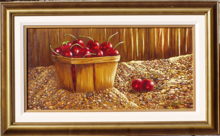 Fonds d'cran Art - Peinture Natures Mortes Panier de Cerises