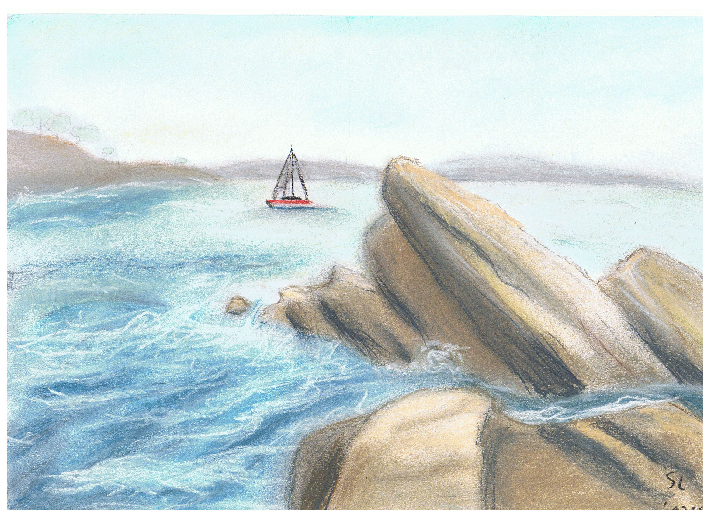 Fonds d'cran Art - Crayon Marine et port de pche Marine