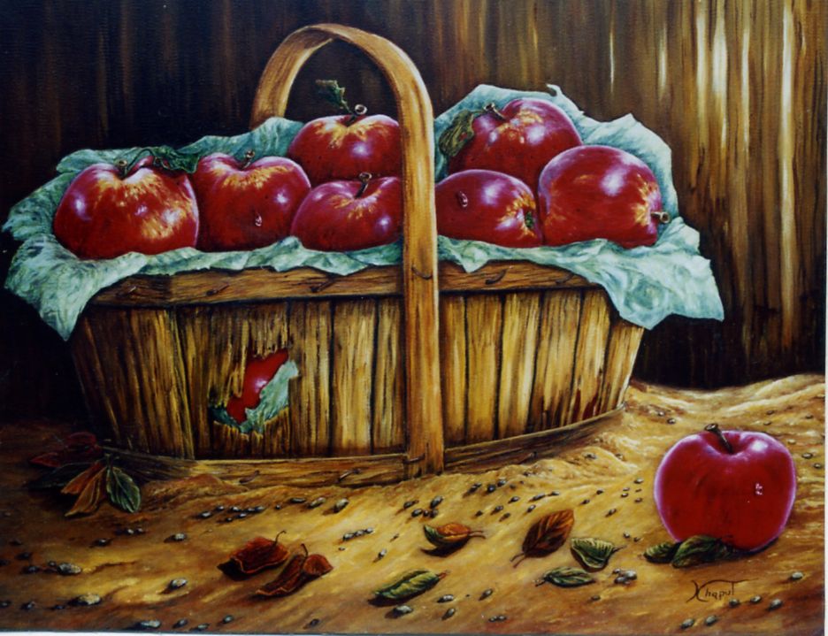 Fonds d'cran Art - Peinture Natures Mortes Le panier de pommes