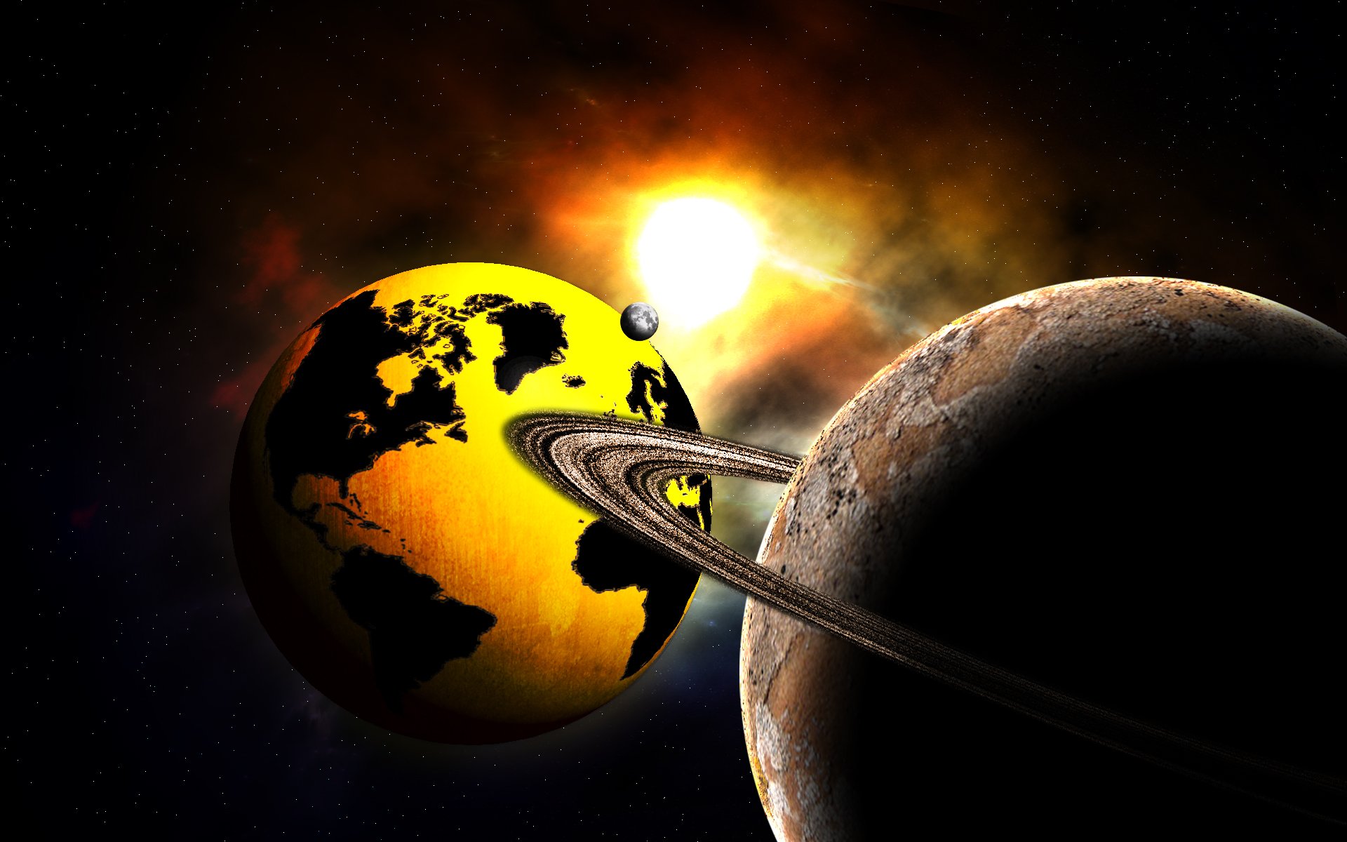 Wallpapers Digital Art Space - Universe Gold Earth