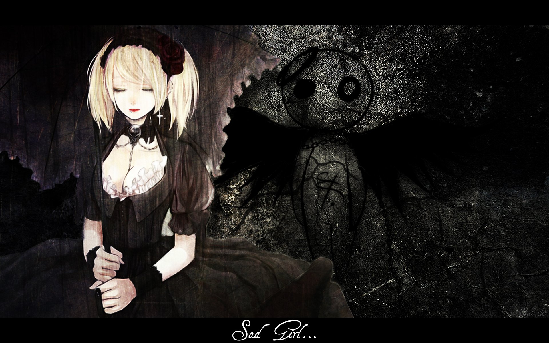 Wallpapers Digital Art Style Goth Sad Girl...