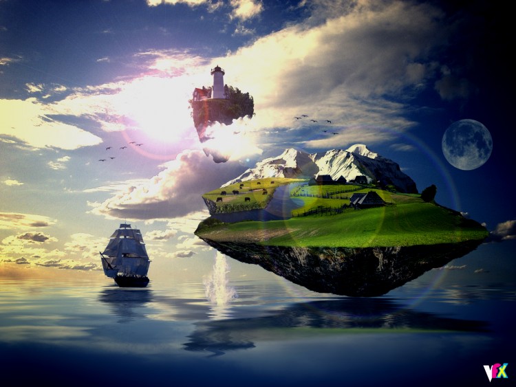 Wallpapers Fantasy and Science Fiction Fantasy Landscapes ile flottantes