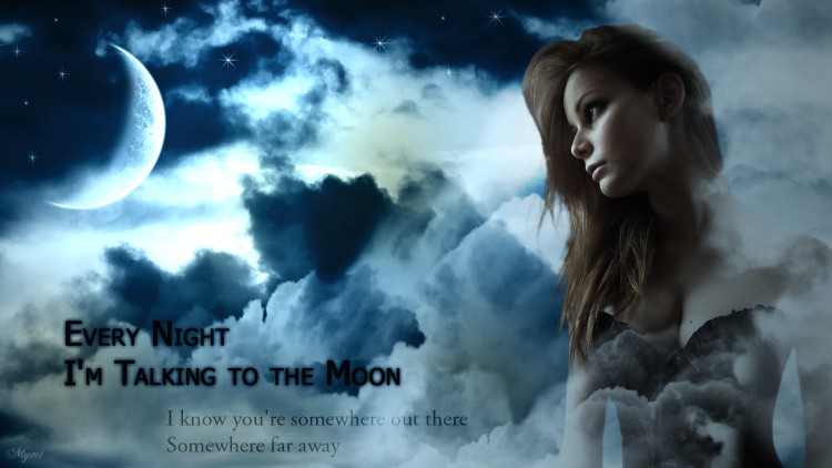 Wallpapers Fantasy and Science Fiction Women Talking to the moon