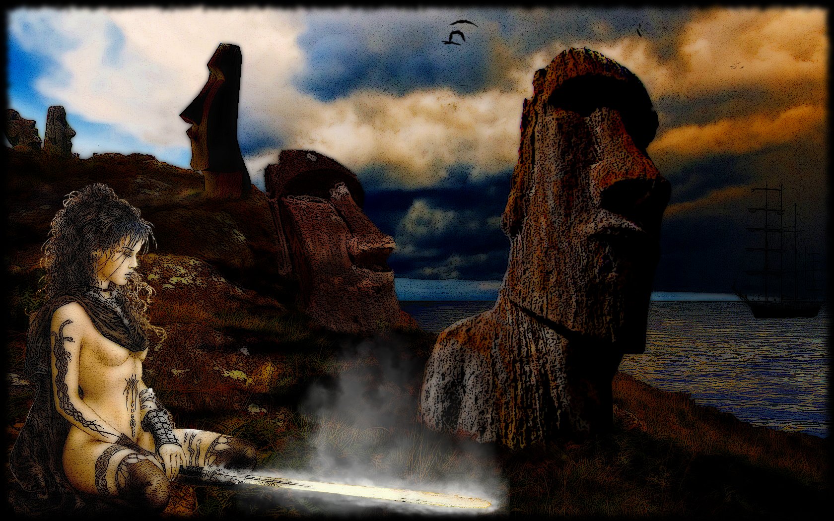 Wallpapers Fantasy and Science Fiction Barbarians Moai 1