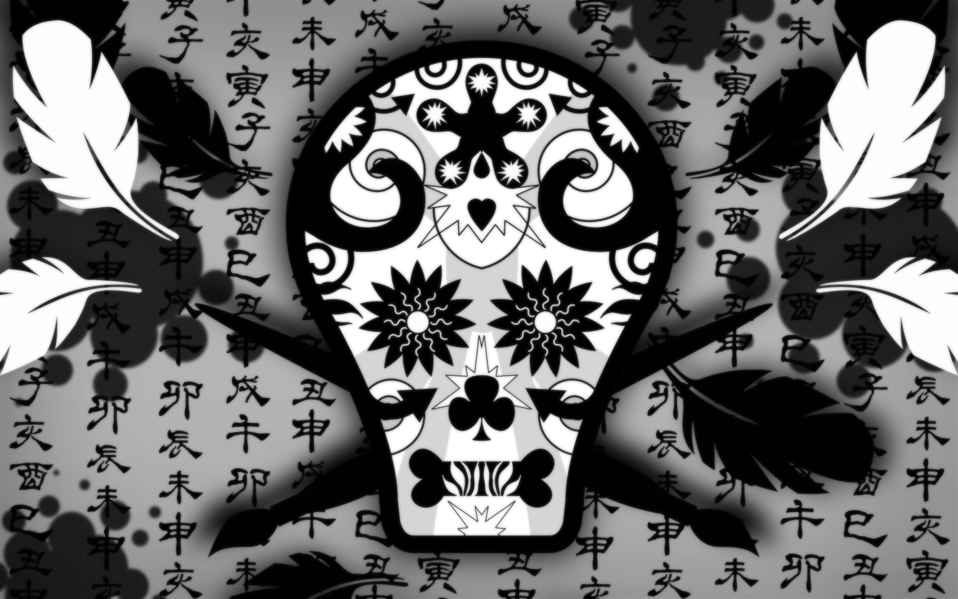 Wallpapers Digital Art Compositions 2D Calavera plumes