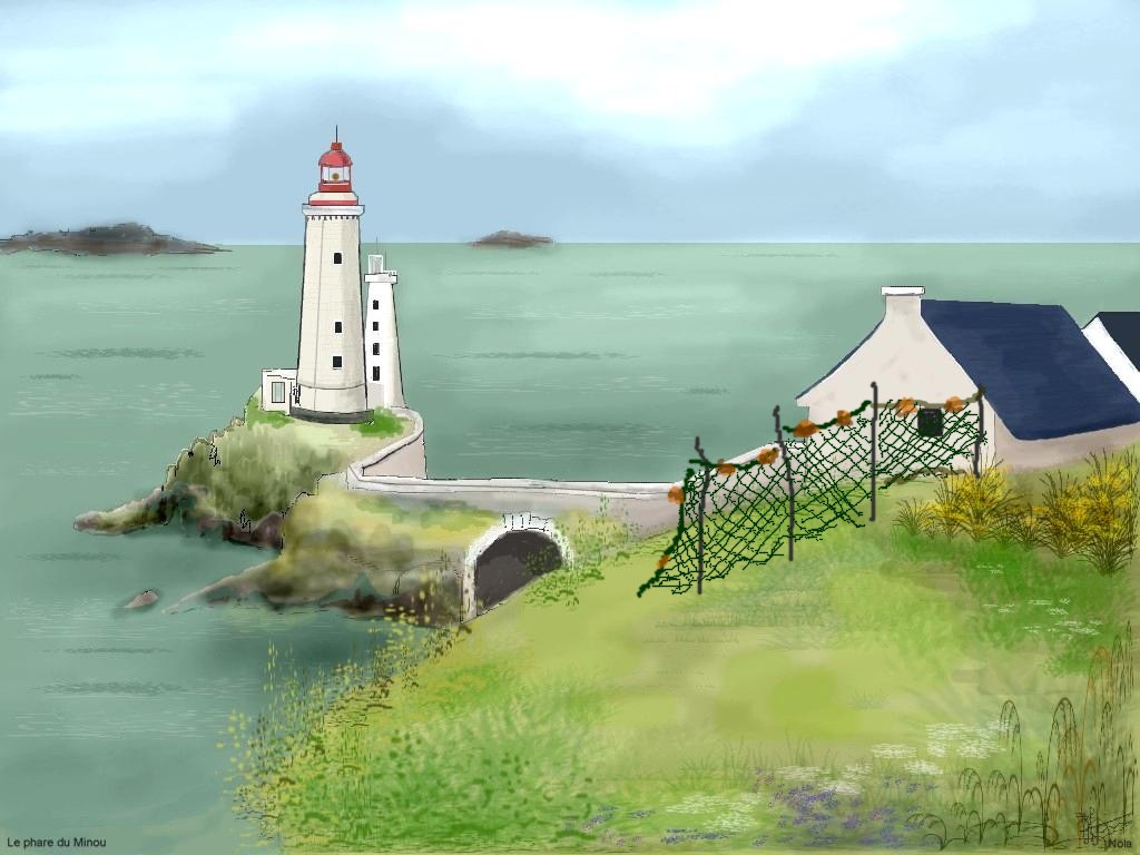 Wallpapers Art - Painting Seascapes le phare du Minou prs de Brest