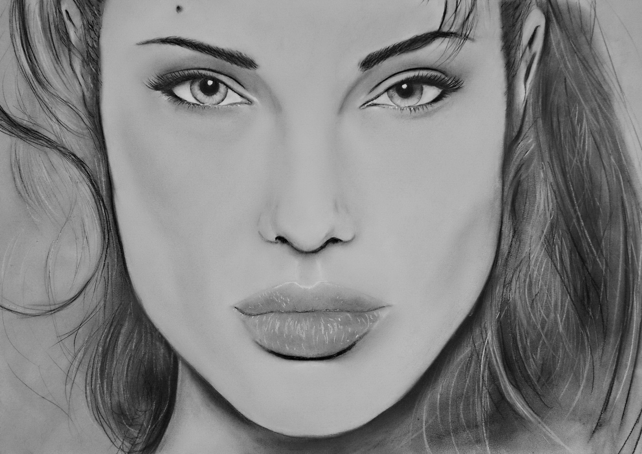 Wallpapers Art - Pencil Portraits Angelina Jolie Pastel