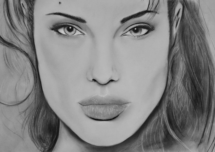 Wallpapers Art - Pencil Portraits Angelina Jolie Pastel
