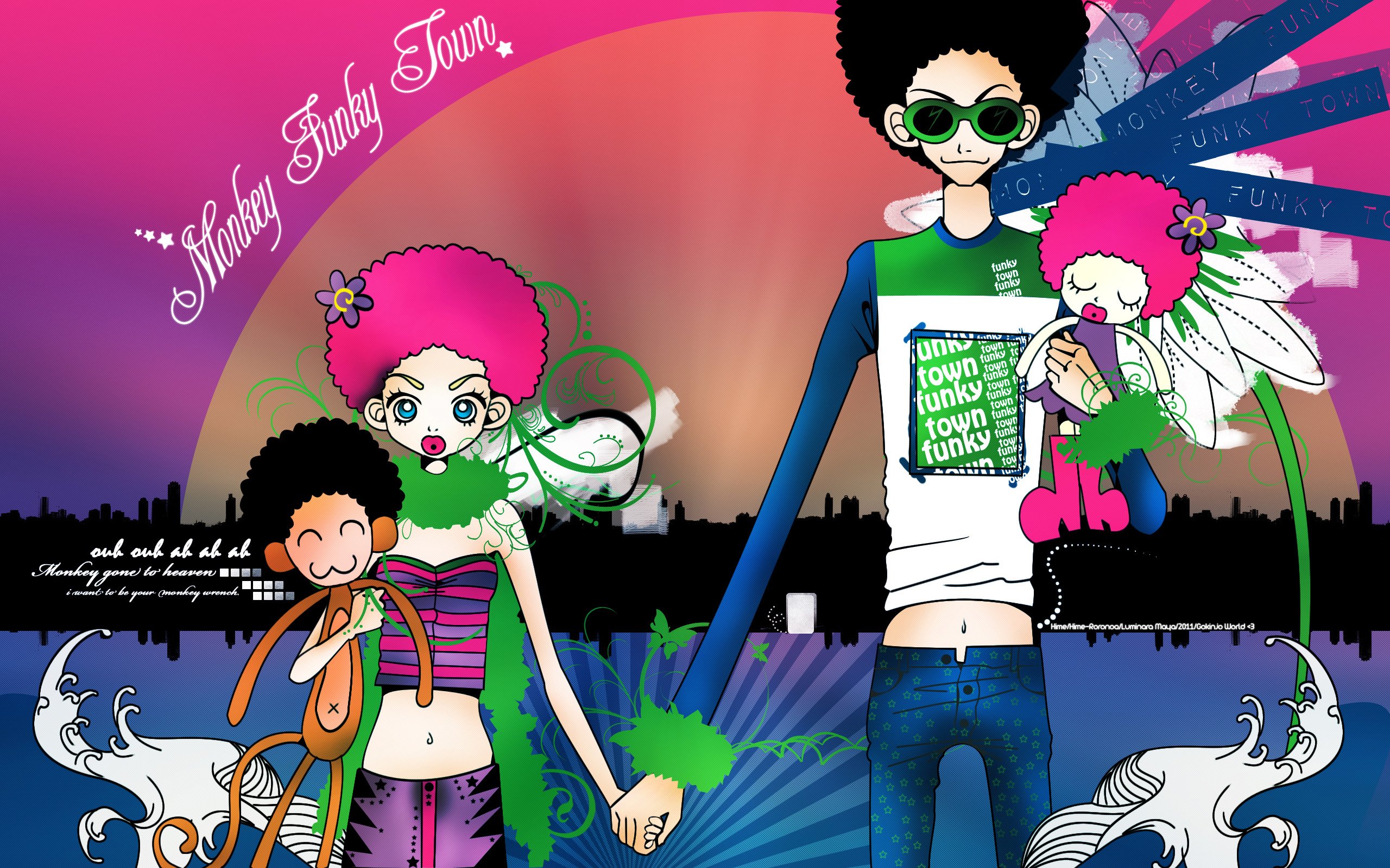 Fonds d'cran Manga Gokinjo, une Vie de Quartier Monkey funky town