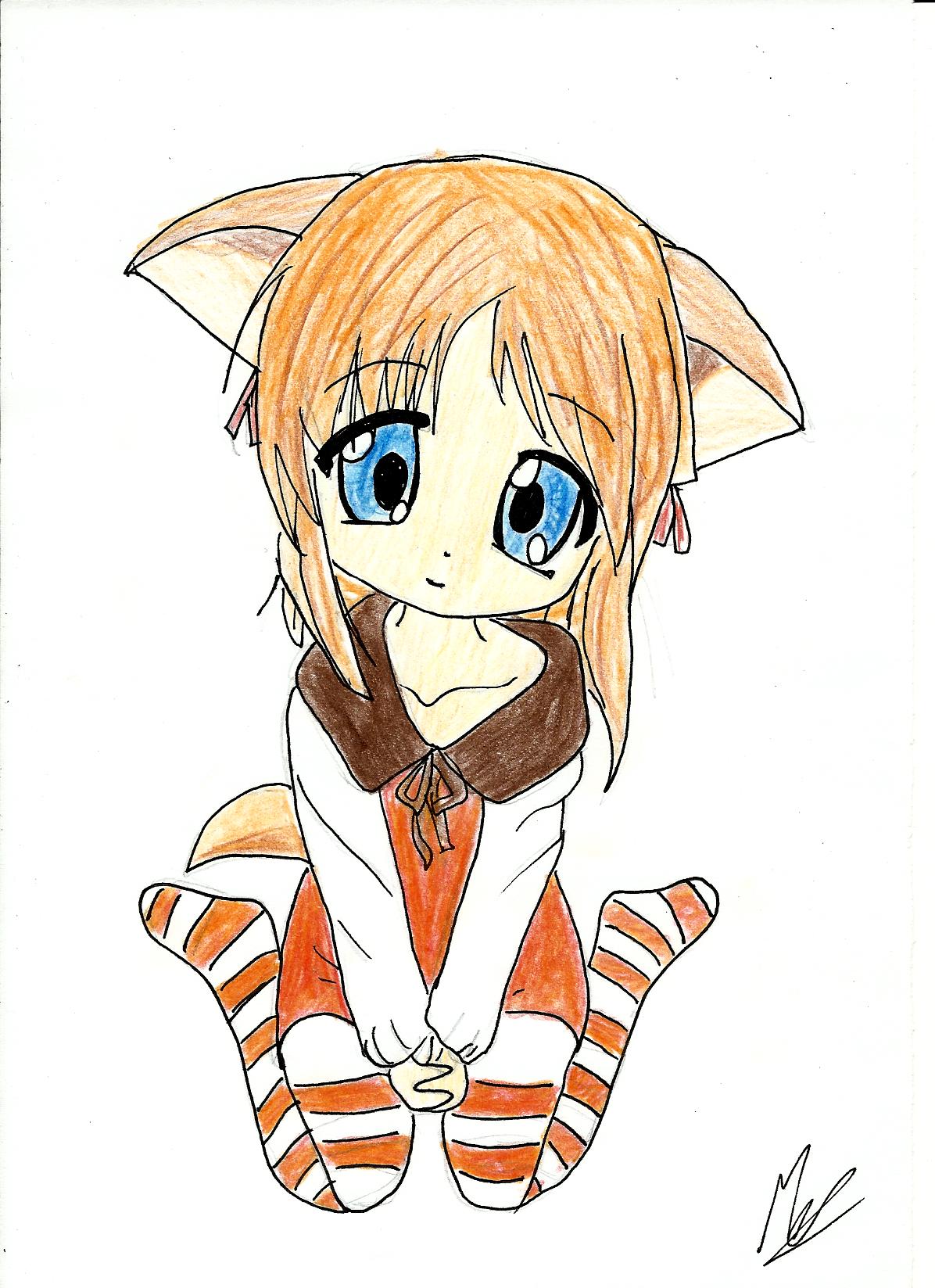 Fonds d'cran Art - Crayon Manga - Divers Neko