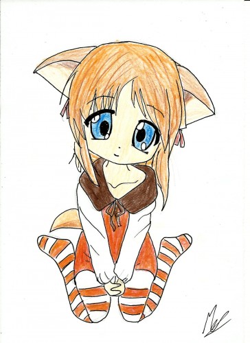 Fonds d'cran Art - Crayon Manga - Divers Neko