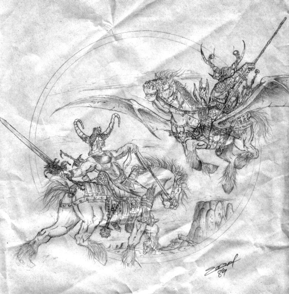 Fonds d'cran Art - Crayon Fantasy - Guerriers bataille des guerriers