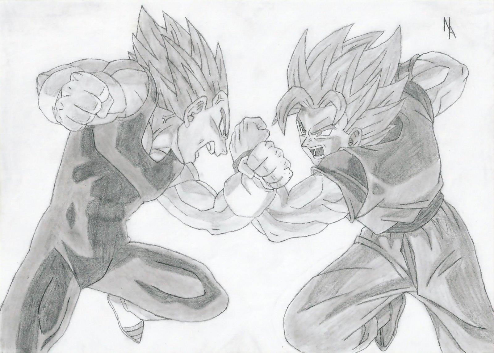 Fonds d'cran Art - Crayon Manga - Dragon Ball Z Sangoku contre Vegeta