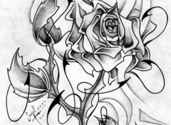 Wallpapers Art - Pencil Rose N&B Tatoo