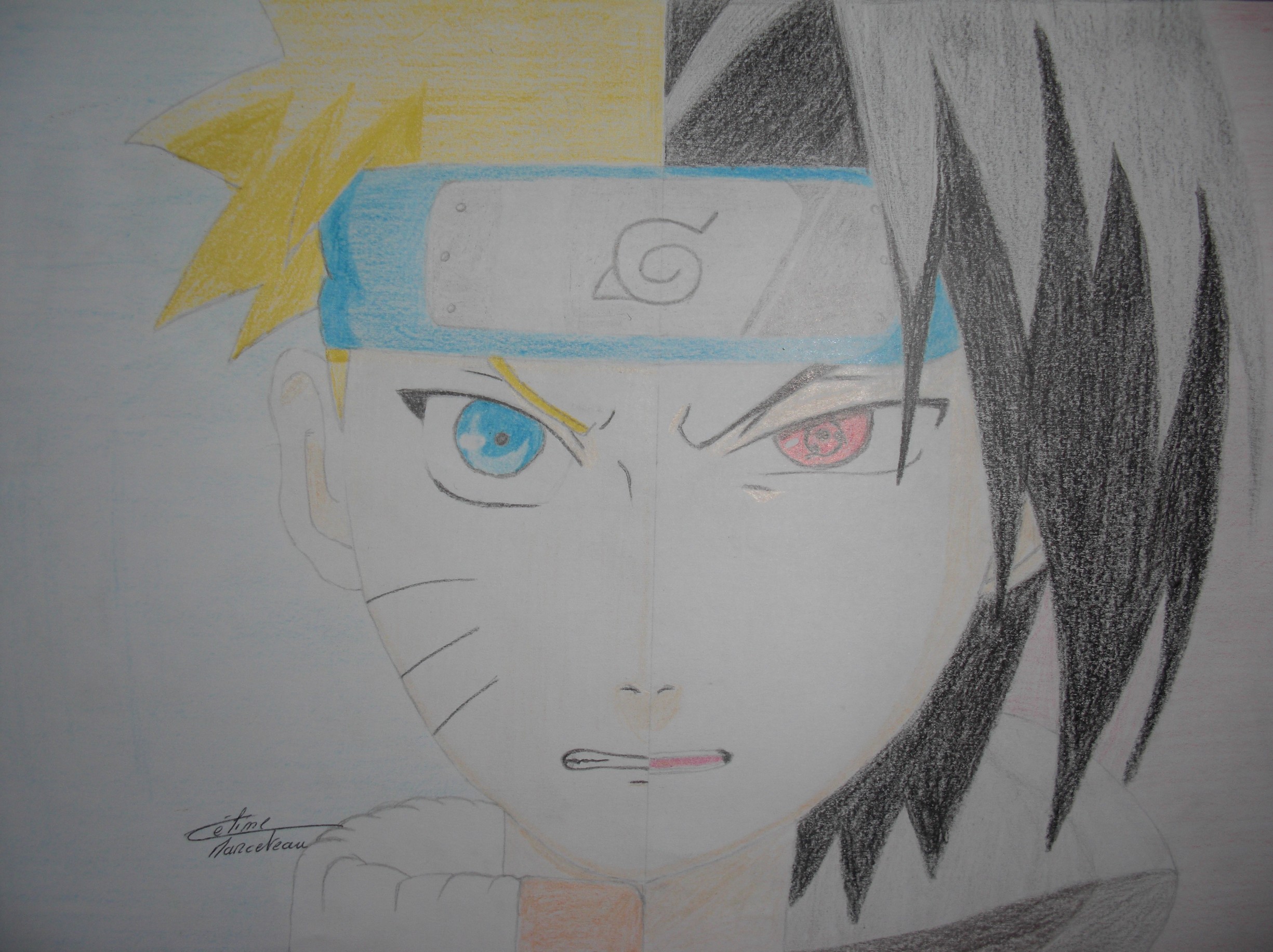 Wallpapers Art - Pencil Manga - Naruto Naruto vs Sasuk