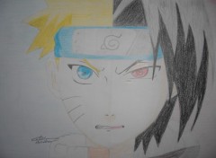 Fonds d'cran Art - Crayon Naruto vs Sasuk