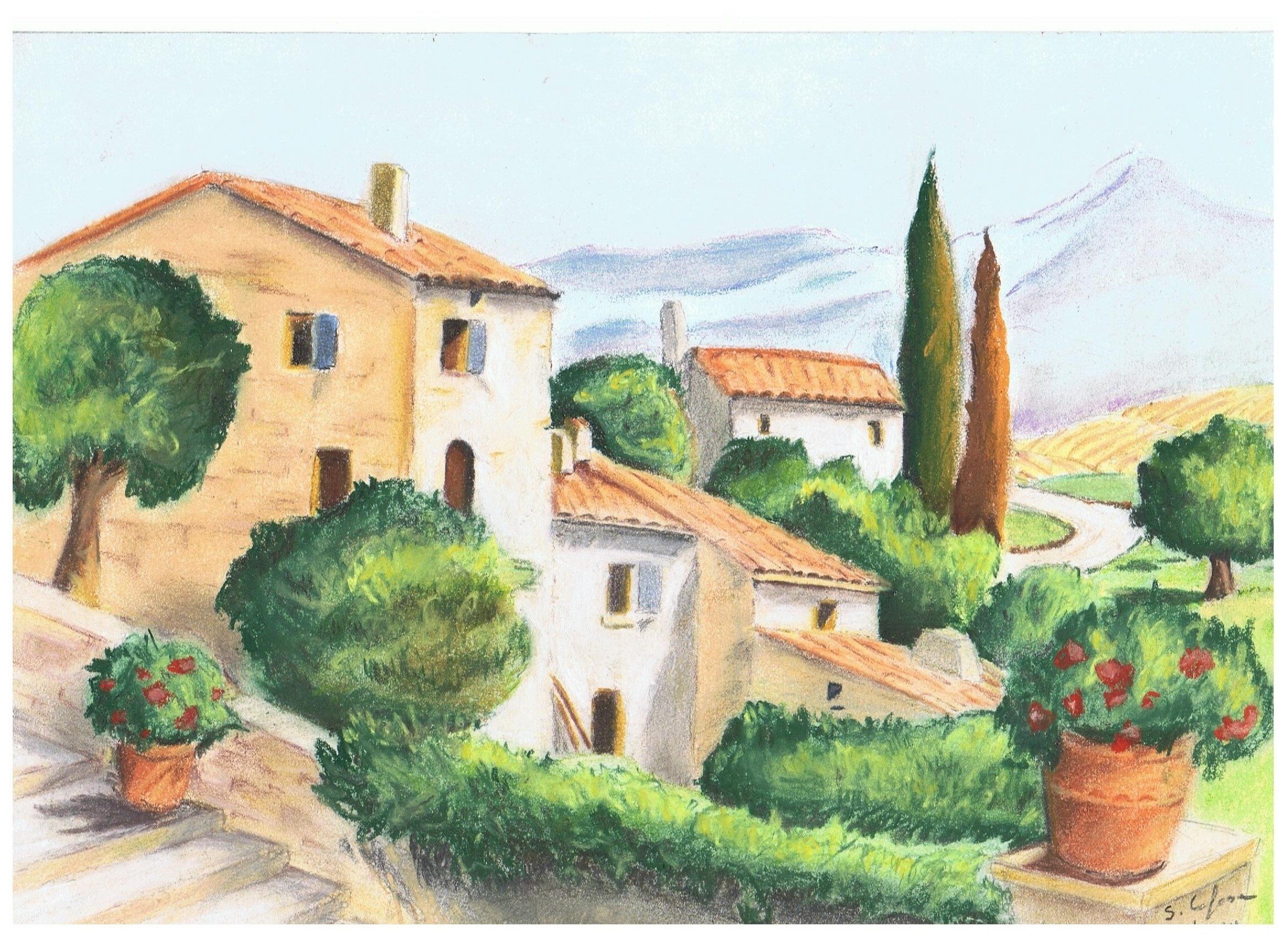 Fonds d'cran Art - Crayon Paysages Provence