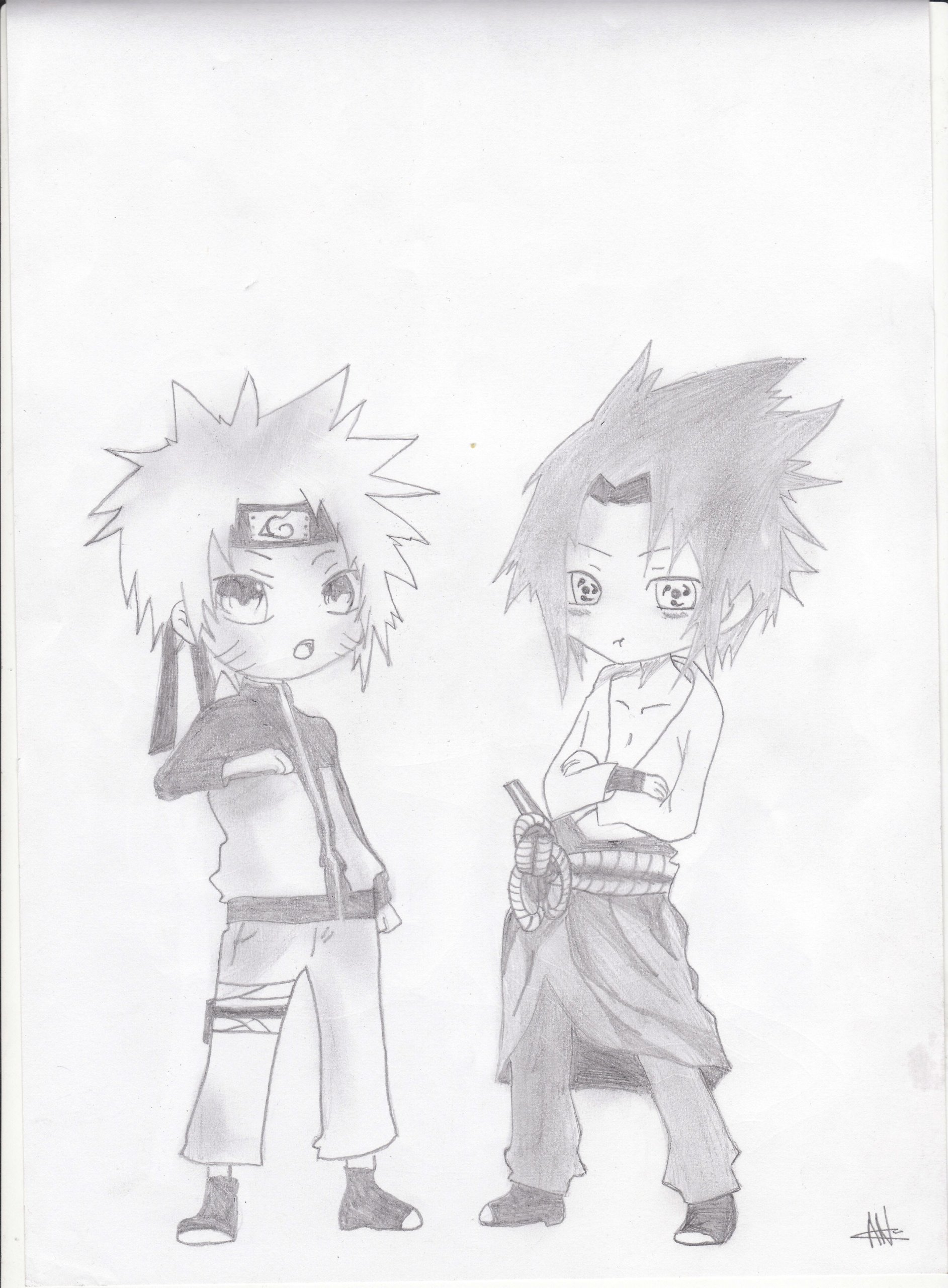 Fonds d'cran Art - Crayon Manga - Naruto naruto et sasuke