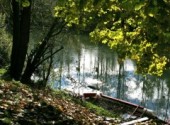 Fonds d'cran Nature Une barque, une rivire et le soleil