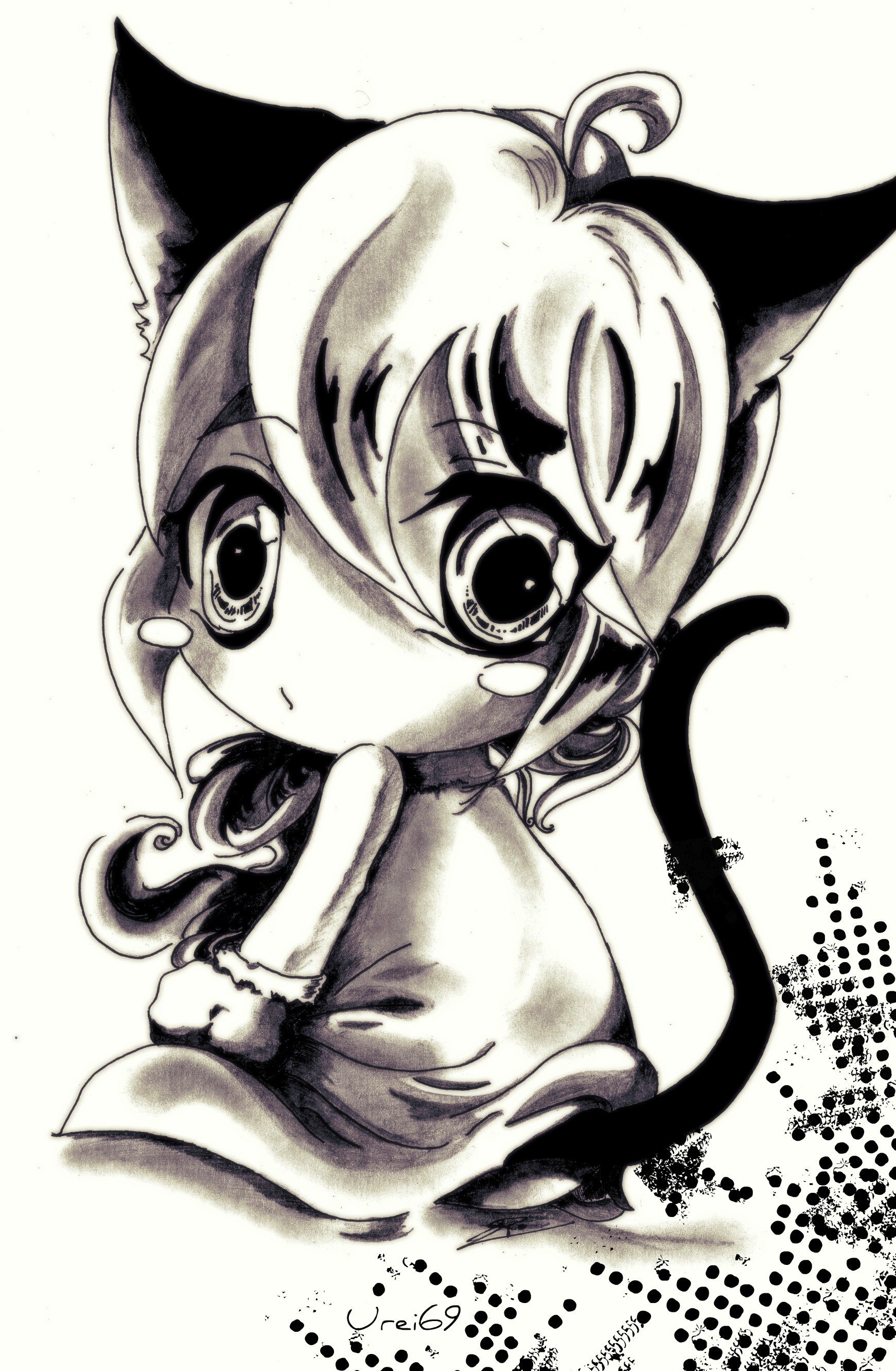 Fonds d'cran Art - Crayon Manga - Divers Kawaii Chibi Neko